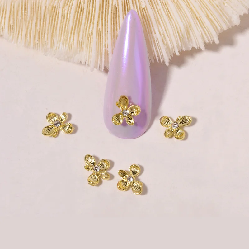 10Pcs Nail Art Alloy Zircon Decoration Japanese lilac flowers Zircon Nail Diamond Nail Art Jewelry