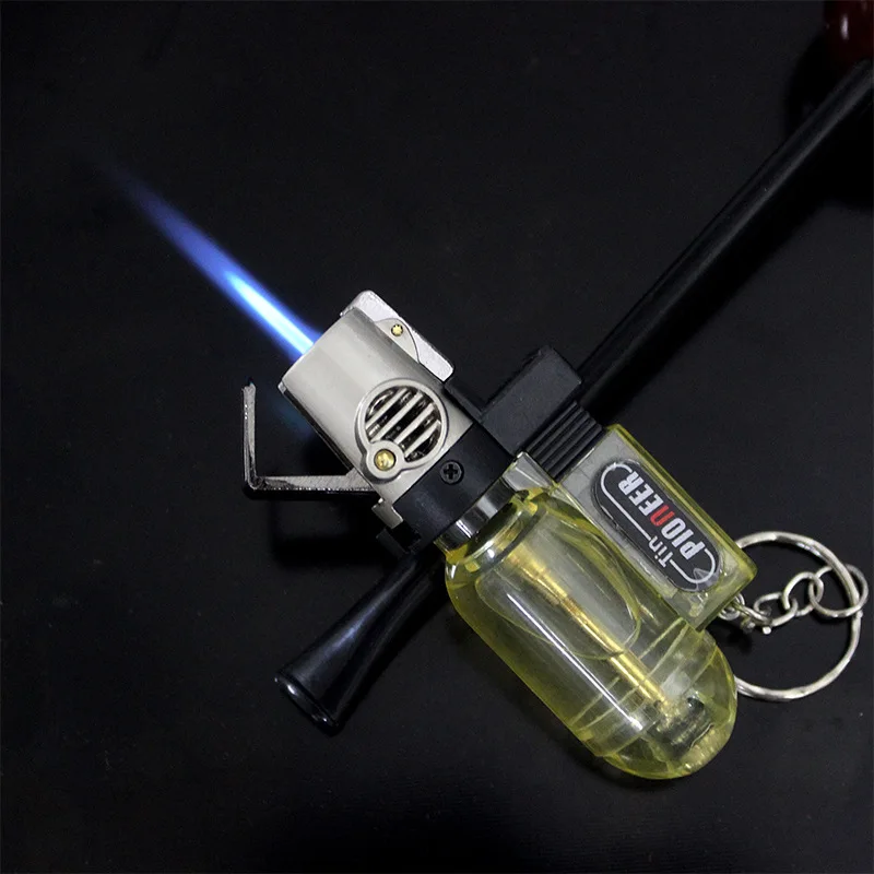 Rechargeable Mini Gas Lighter Metal Jet Butane BBQ Torch Lighter With Keychain