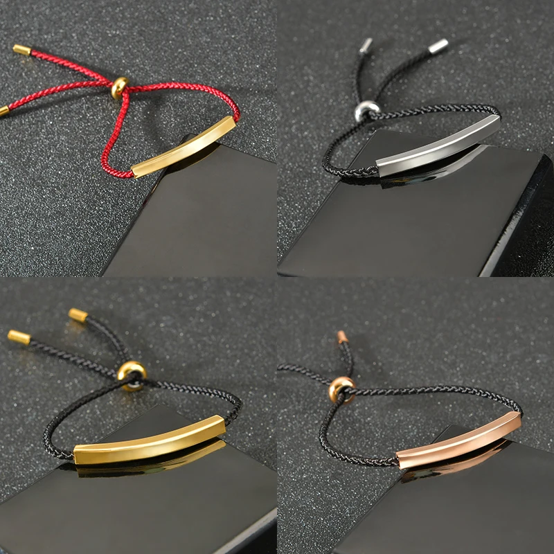Letdiffery Personalized Steel Black Red Bracelets For Lovers Stainless Steel Custom Engrave Name Date Number Bracelet Jewelry