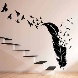 Large Birds Flying Out Of Feather Wall Sticker Playroom Bedroom Animal Feathers Bird Wall Decal Kids Nursery Vinyl Decor