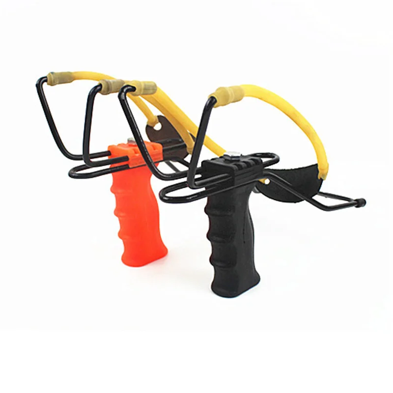 Outdoor Handhold คุณภาพสูงสุ่ม Strong กลางแจ้งการล่าสัตว์ Heavy Slingshot Catapult ยาง Band การล่าสัตว์โลหะข้อมือ