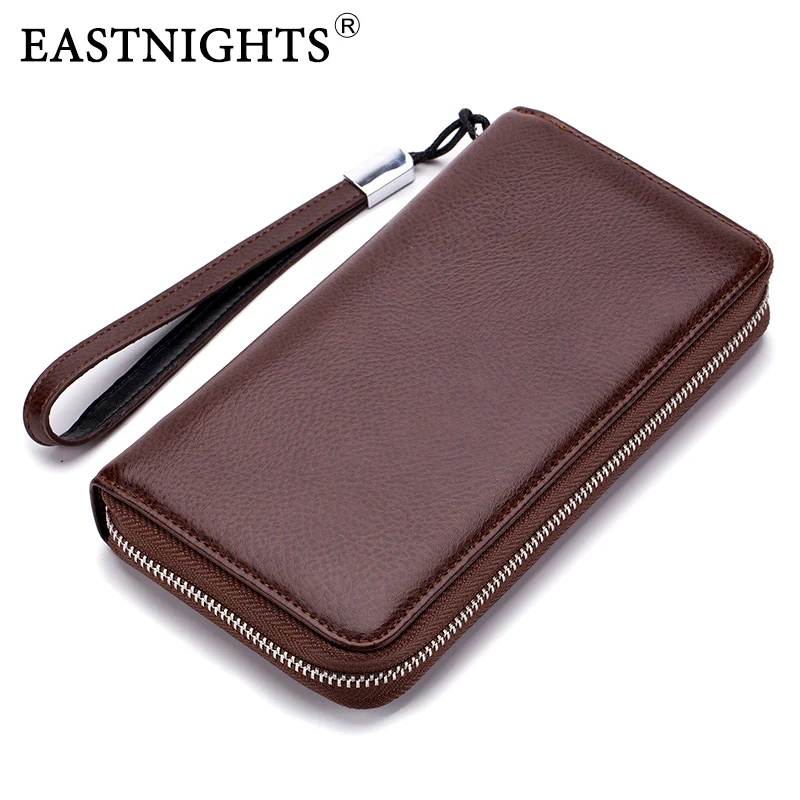 EASTNIGHTS Famous Brand Men Wallets Genuine Leather Coin Purse Male Clutch Long Business Wallet Zipper Magic Money bag