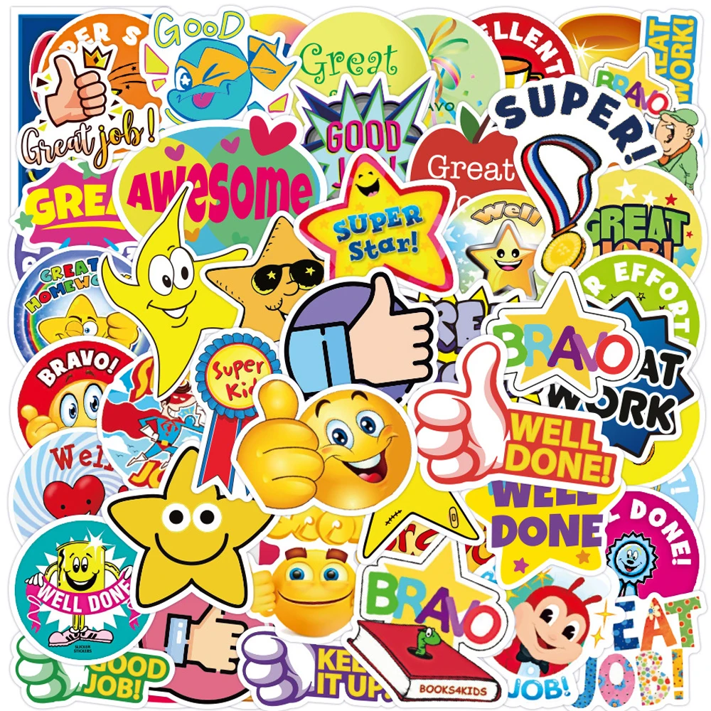 10/30/50PCS Mother Teacher Praise Reward Stickers Laptop Guitar Luggage Phone Cool Waterproof Graffiti Sticker Decal Kid Toys