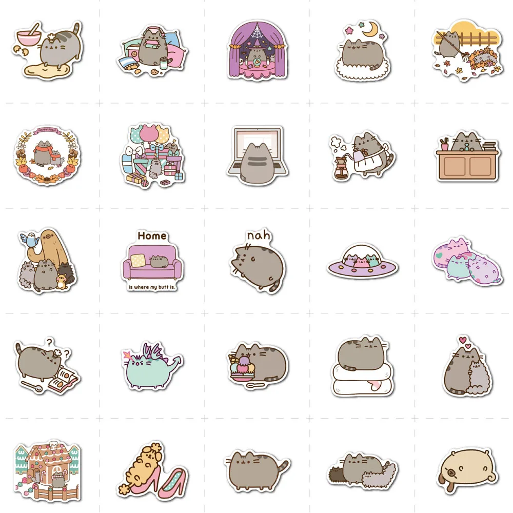 10/30/50/100pcs Cute Chunky Cat Stickers Cartoon Decals Scrapbook Diary Phone Laptop Fridge Graffiti Sticker for Girl Kids Toy