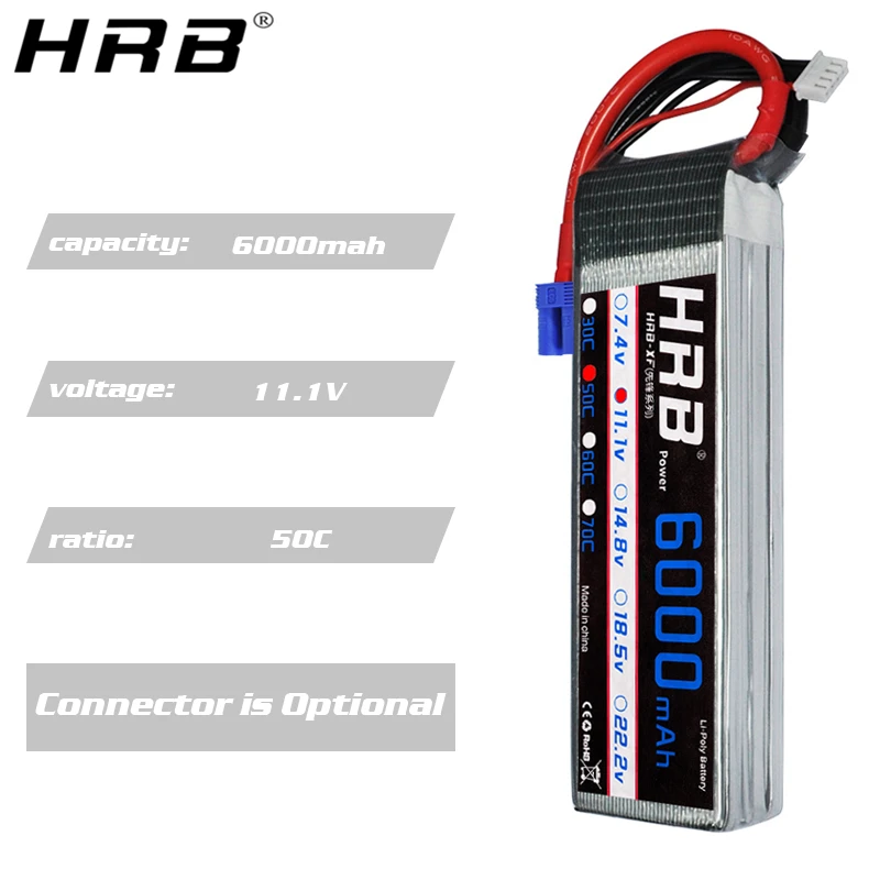 1 قطعة HRB يبو 3S بطارية 11.1 فولت 6000 مللي أمبير 50C XT60 XT90 XT90-S عمداء T EC5 أنثى هليكوبتر طائرة سيارة قارب RC أجزاء