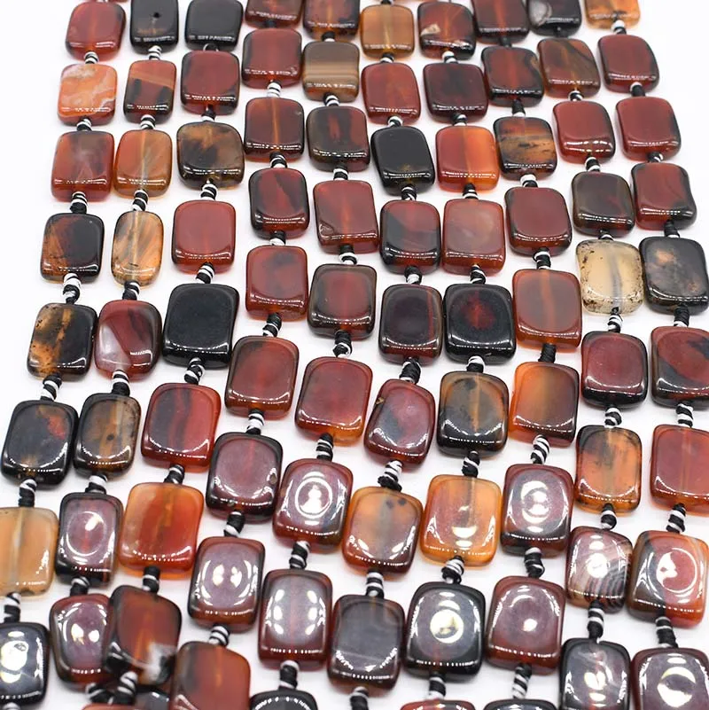 2 strands/lot 21mm Natural brown rectangle Agates smooth stone beads For DIY Necklace Jewelry Making Loose 15