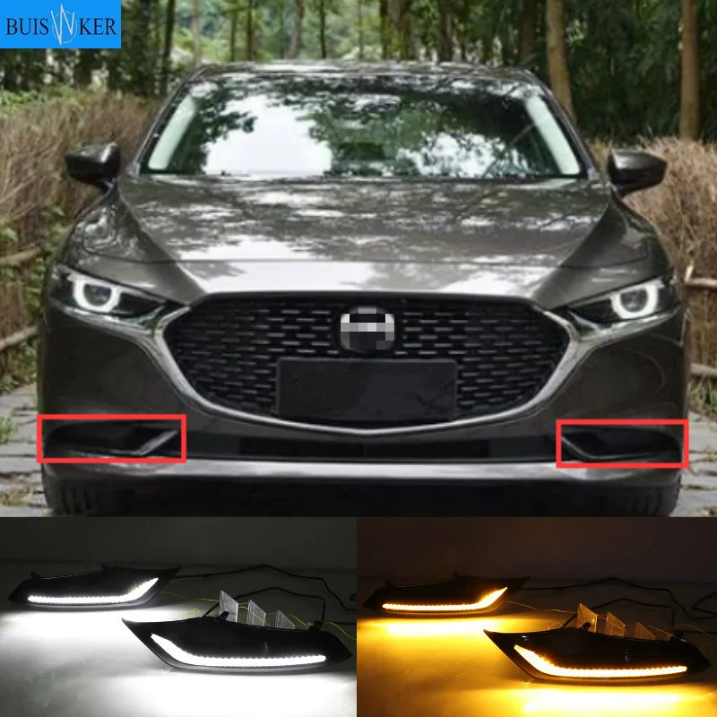 

LED Daytime Running Light For Mazda 3 Axela 2019 2020 Waterproof 12V Yellow Turn Signal Indicator Light Bumper Lamp LED DRL