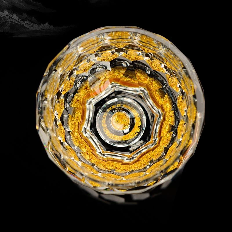 Luxury Crystal Glass Vodka Glass Sake Shochu Glass Bar Bullet Glass Liqueur Double Bottom Gold Foil Glass Tea Cup High-end Gifts