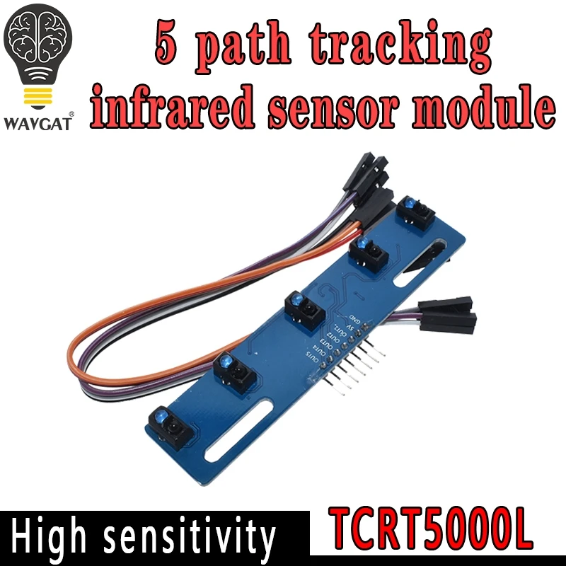 WAVGAT 5 Channel Infrared Reflective Sensor TCRT5000 IR Photoelectric Switch Barrier Line Track Module Obstacle Avoidance Sensor