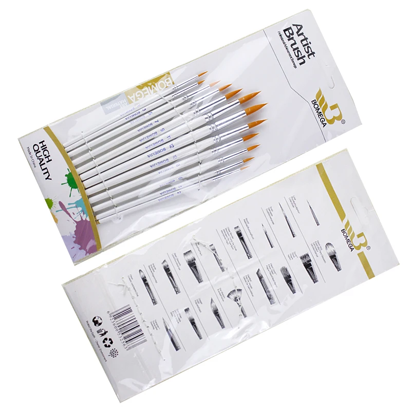 12Pcs Künstler Pinsel Set Runde Form Nylon Haar Holzgriff Für Kunst Schule Aquarell Acryl Öl Malerei Lieferungen