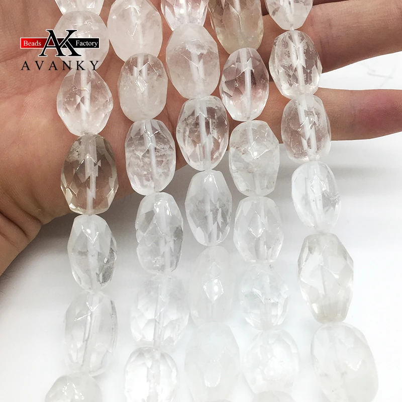 High Quality Natural Whith Crystal Handmade Irregular Faceted Loose For Jewelry Making DIY Necklace Bracelet 15''13x18mm