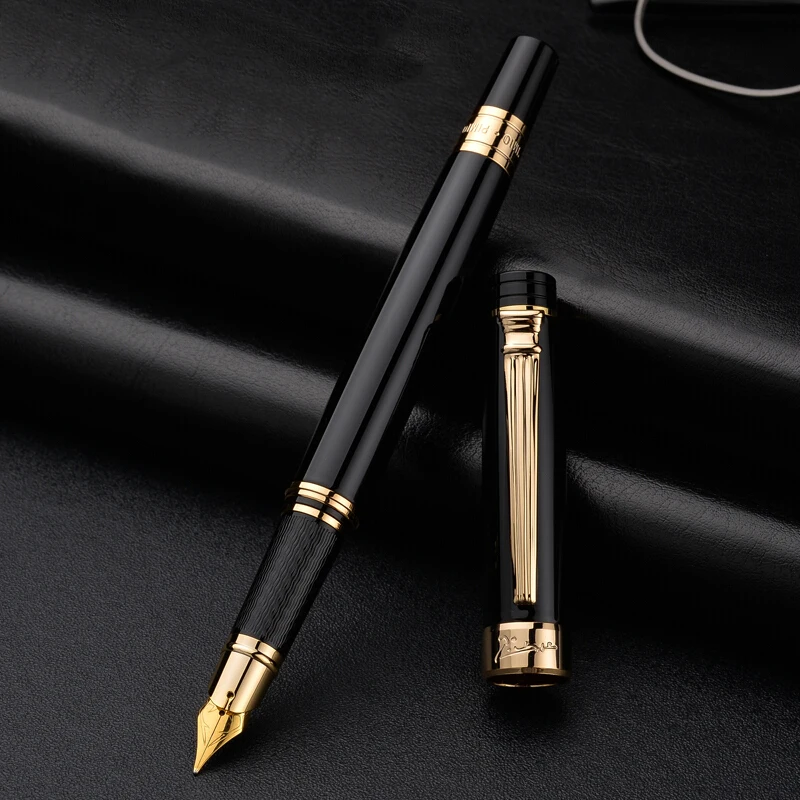 Picasso  917 Metal Fountain Pen Iridium Fine Nib 0.5mm Black with Golden / Silver Clip Writing Ink Pen for Office Business