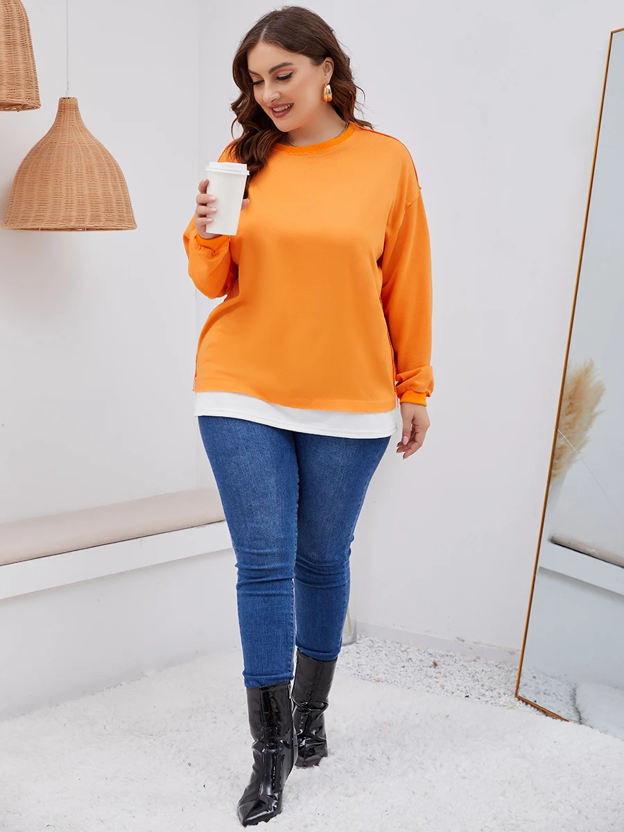 5XL bluzy Plus Size damskie wiosenne jesienne splatanie patchworkowe pulowerowe topy modne w koreańskim stylu oversize bluzy damskie bluzy z kapturem