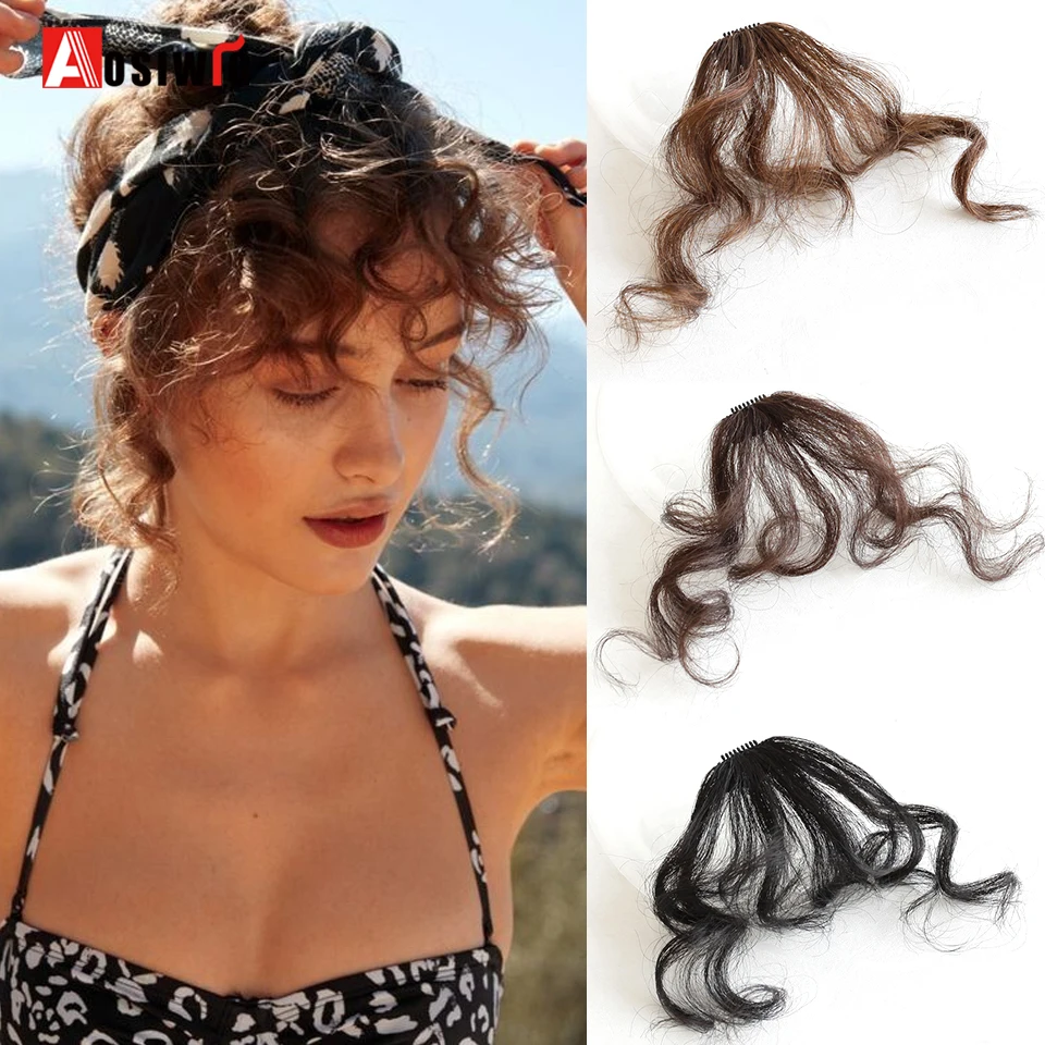 

AOSIWIG Synthetic Clip In Air Bangs Fake Fringes Natural Straigth Neat Hair Bang Accessories For Girls Invisible Natural Hairpie