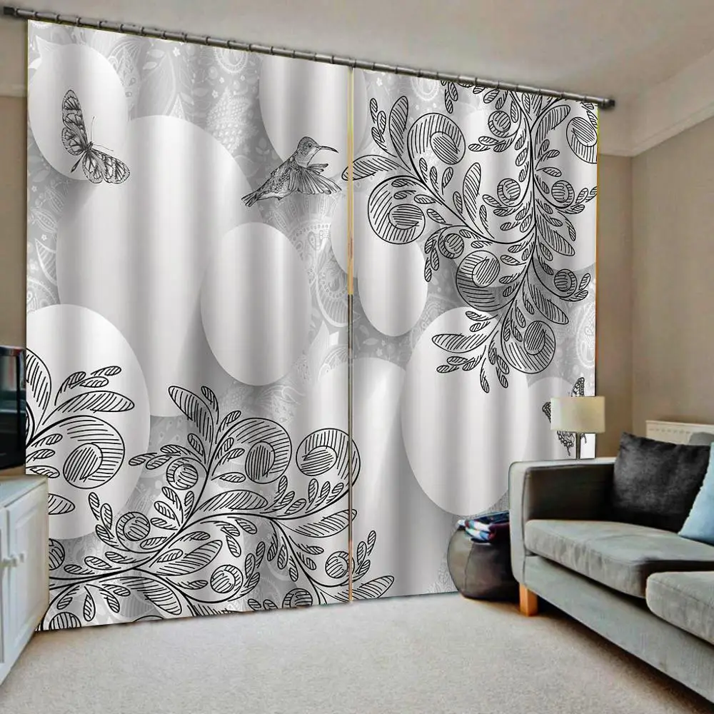 

High quality custom 3d curtain fabric Simple stereoscopic curtains Butterfly flower curtains