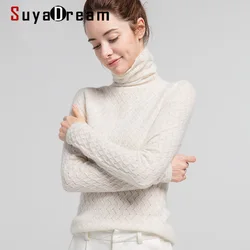 SuyaDream Women Pullover 100%Cashmere Sweater For Women Computer Knits 2020 Fall Winter Turtleneck Sweaters Bottoming Knitwear