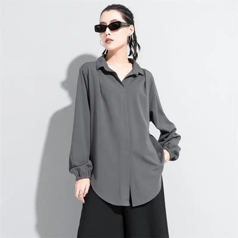 

Ladies Long Sleeve Shirt Spring And Autumn New European And American Fashion Trend Leisure Loose Large Size Long Sleeve Shirt