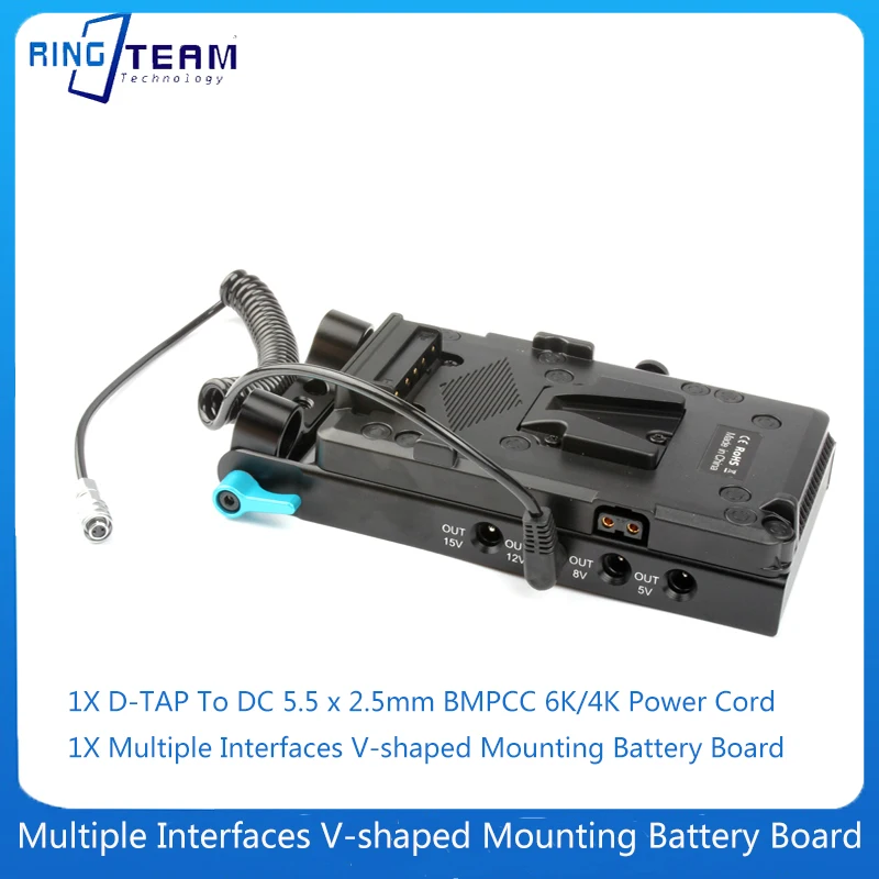 

Multiple Interfaces V-shaped Mounting Battery Board D-TAP Power Supply 5.5 x 2.5mm DC Power Cord Suitable For BMPCC 6K/4K