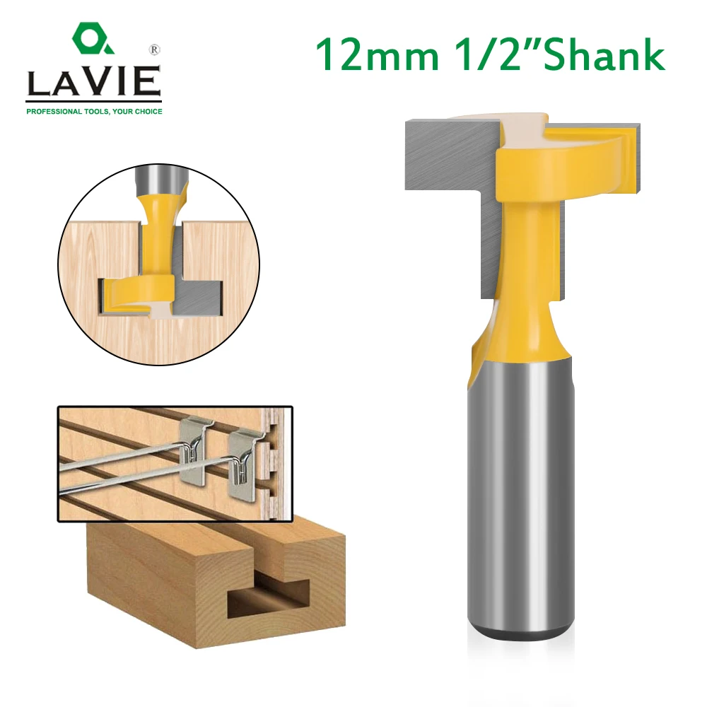 

LAVIE 12mm 1/2 Inch Shank T-Slot Handle Router Bit Tungsten Carbide Slotting Straight For Wood Milling Cutter Woodworking 03003