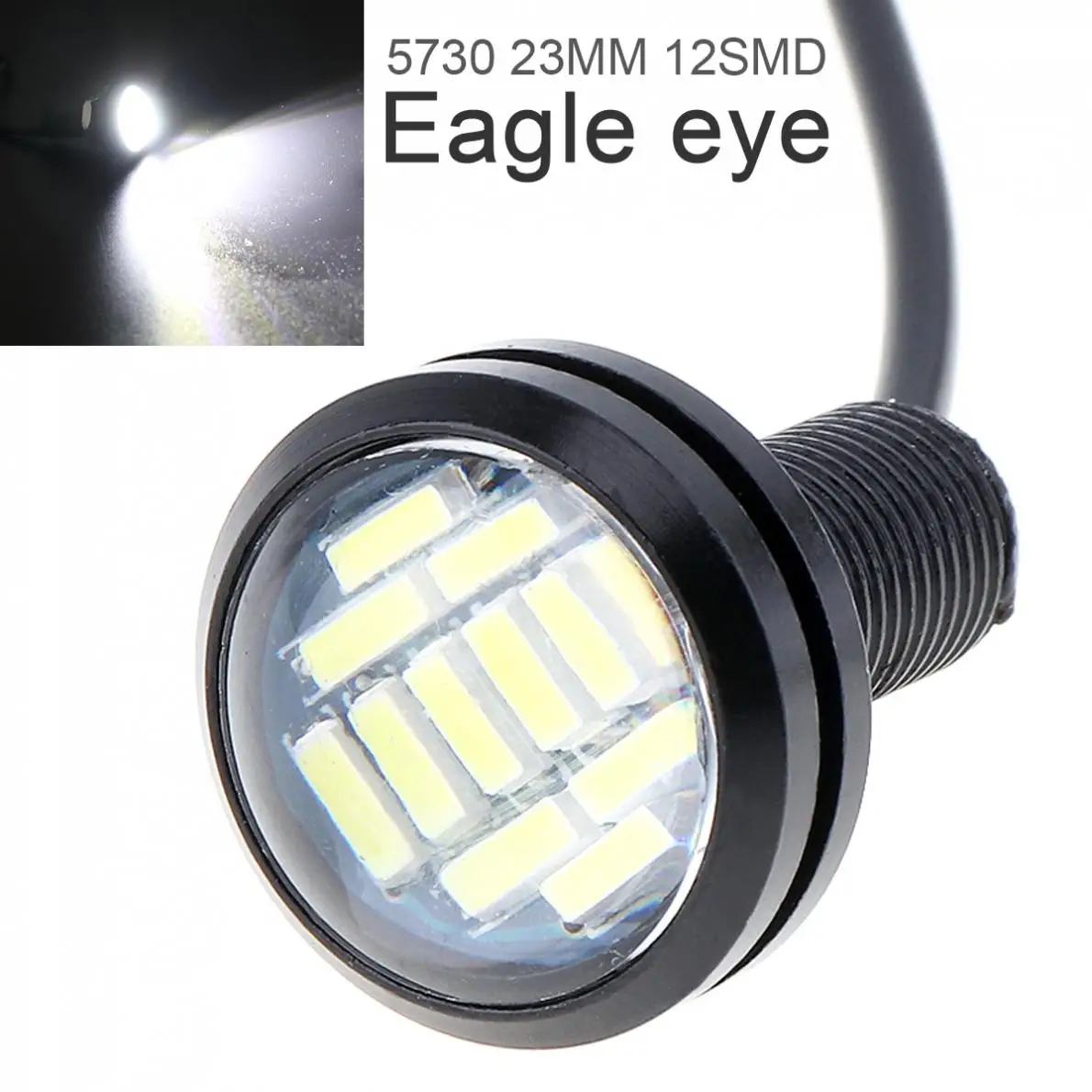 DC 12V 18W Eagle Eye LED 23mm Hawkeye luz de respaldo inverso alta potencia blanco niebla de coche bombilla DRL redonda lámpara de señal de estacionamiento inverso