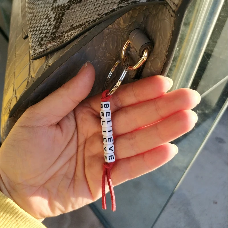 1pc Custom Key Ring Personalised Keyring Keychain Name Wood Key Holder Resin Xmas Gift Bagpack Tag Favour Gift Letter Handmade