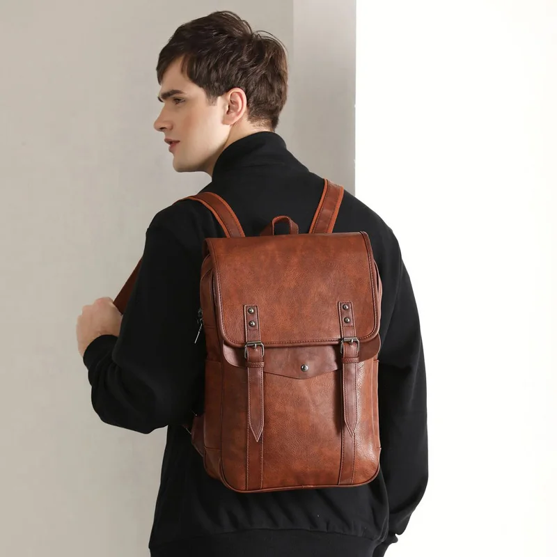 Multifunction Solid Leather Backpack Men Business Computer Back Pack Man Casual Fashion Travel Backpacks For Man Waterproof Bag