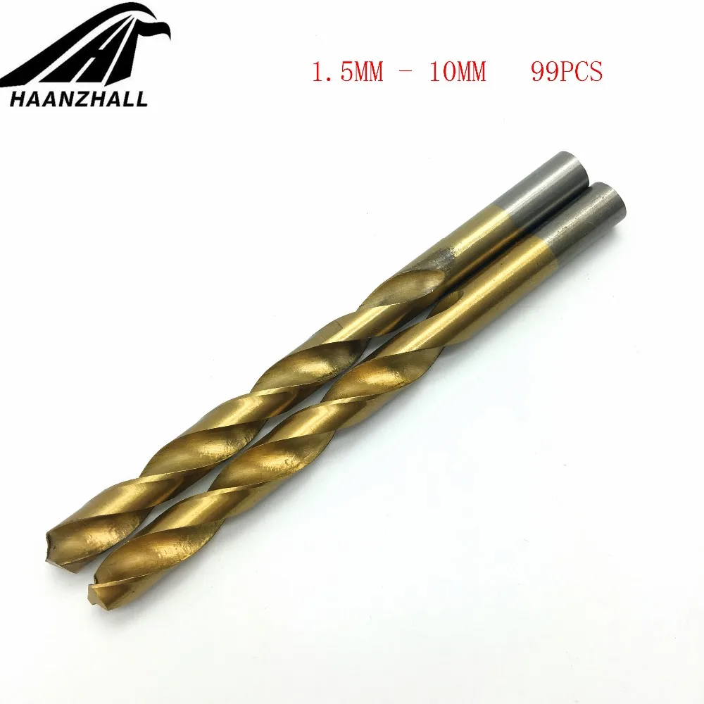 99pcs/Set Titanium Coated HSS High Speed Steel Drill Bit Set Tool 1.5mm - 10mm image 4