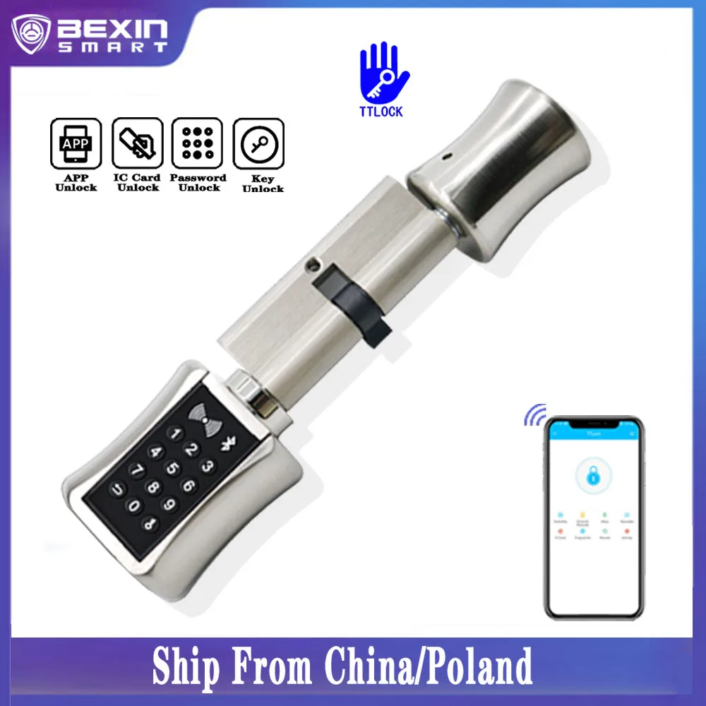 

Bluetooth Cylinder Lock TT Lock password card Biometric Electronic Smart Door Lock Digital Keypad Code Keyless Lock Home Airbnb