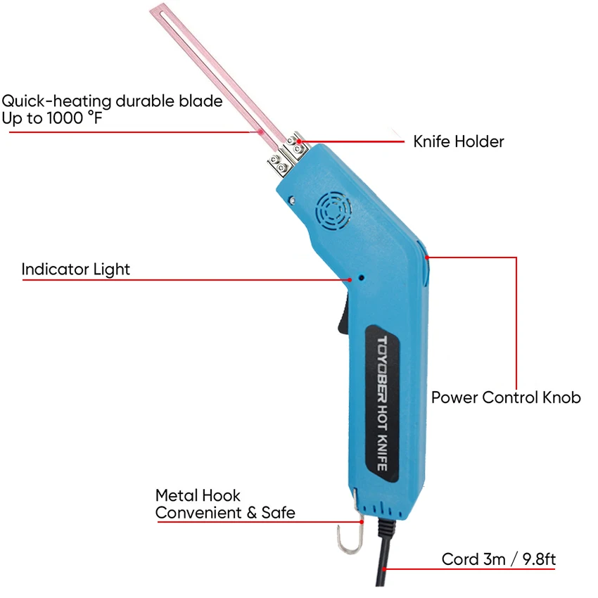 TOYOBER Electric Foam Cutter Polyurethane Polyethylene Styrofoam Cutting Machine Hot Knife Cutter Tool Hot Heating Knife