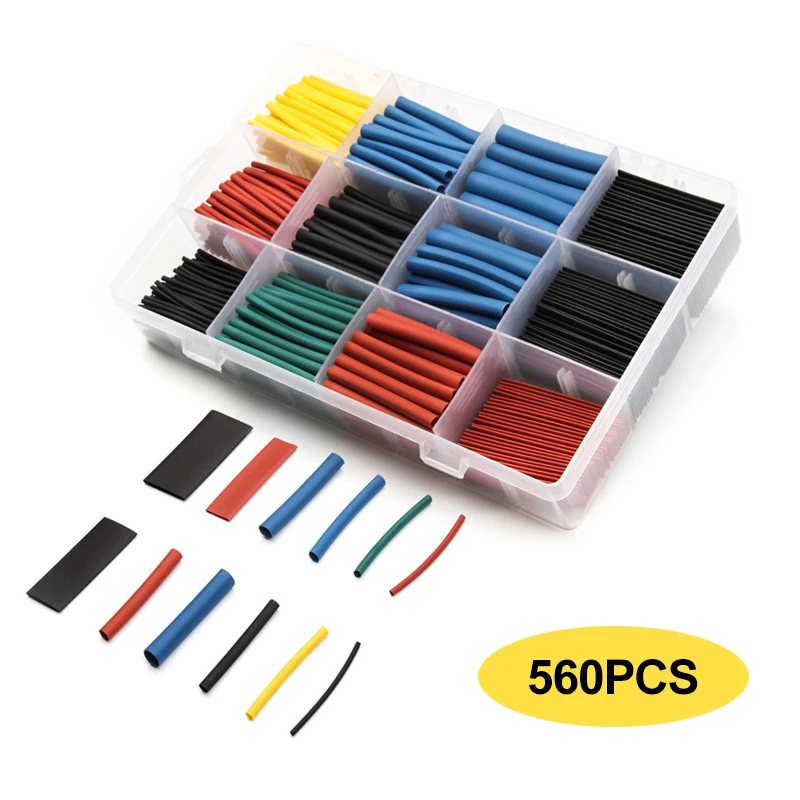 560Pcs Krimpkous Polyolefin 2:1 Isolatie Mouw Assortiment Wrap Wire Kit Krimpkous Buizen Set Met Doos