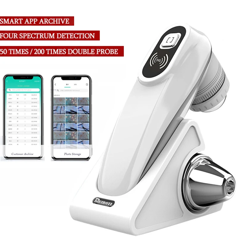 Nieuwe Professionele Draadloze HD Intelligente Hoofdhuid/Huid/Dermale Detector Haarfollikel Testen Analyse Vergrootglas UV Huid Analyzer