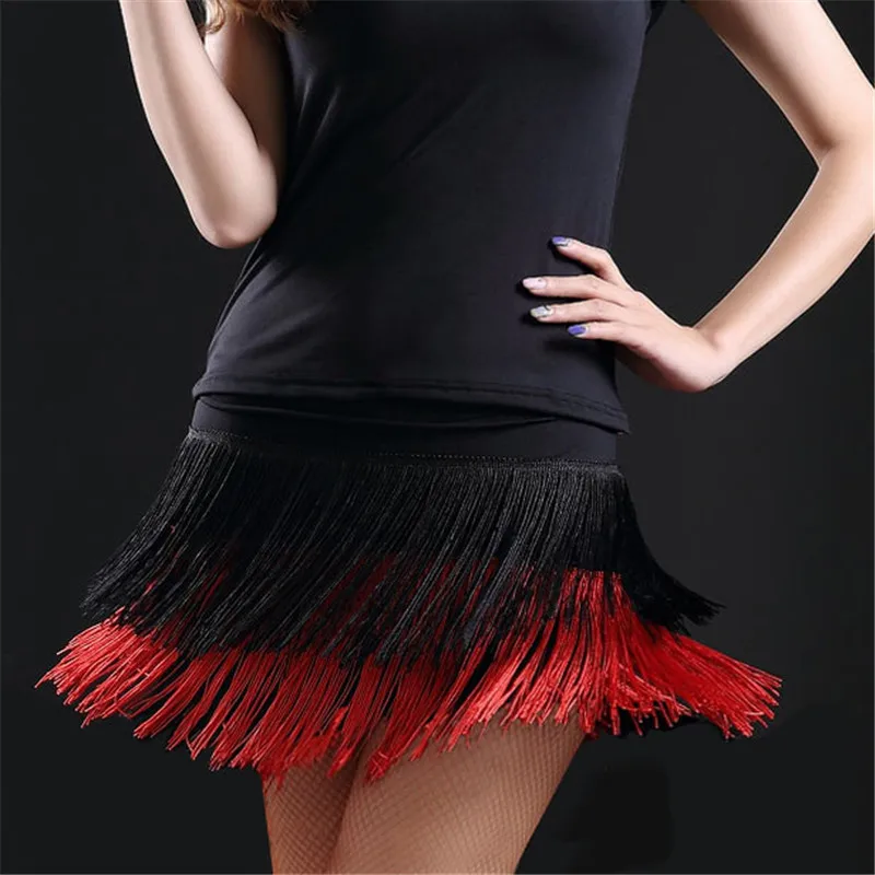 2020 hot sale Adult Lady dance dance skirt children double tassel Latin dance skirt fringed skirt contains