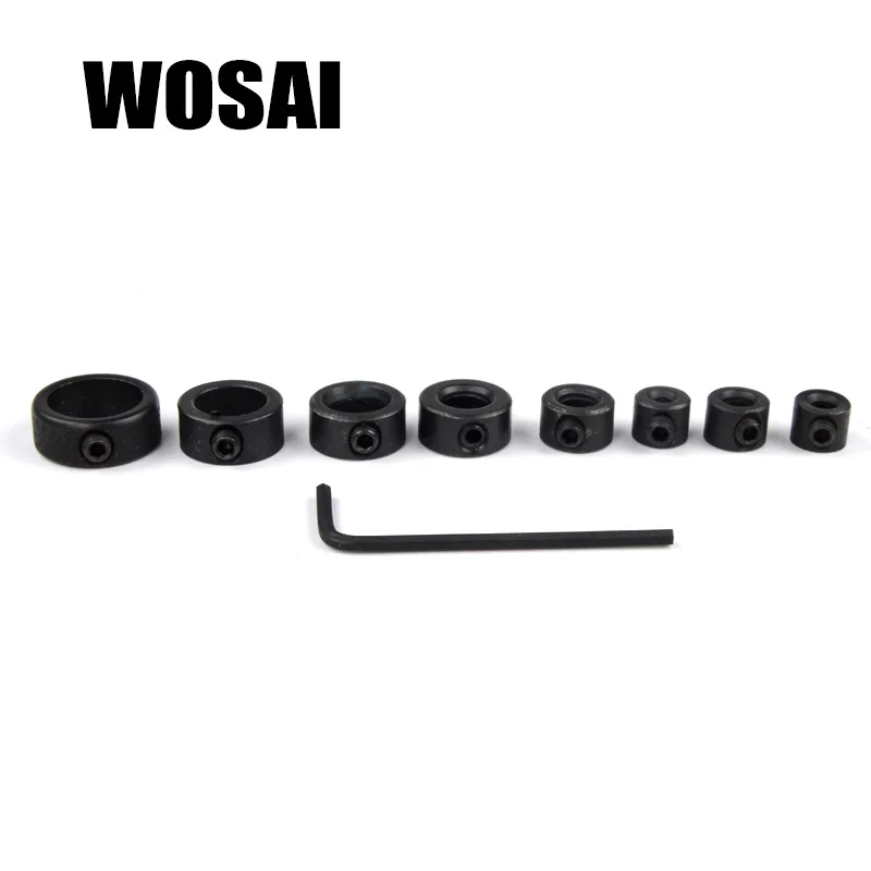 WOSAI-목공 드릴 로케이터, 3-16mm, 드릴 비트, 깊이 스톱 칼라 링 포지셔너, 드릴 로케이터, 목재 드릴 비트, 8 개