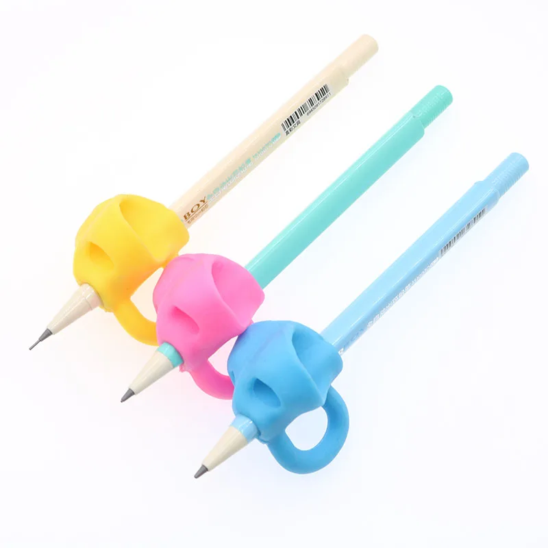 3 Sets Of Writing Kindergarten Children Beginners Corrective Grip Silicone Pen Writing Help Fixture Correct Finger Position