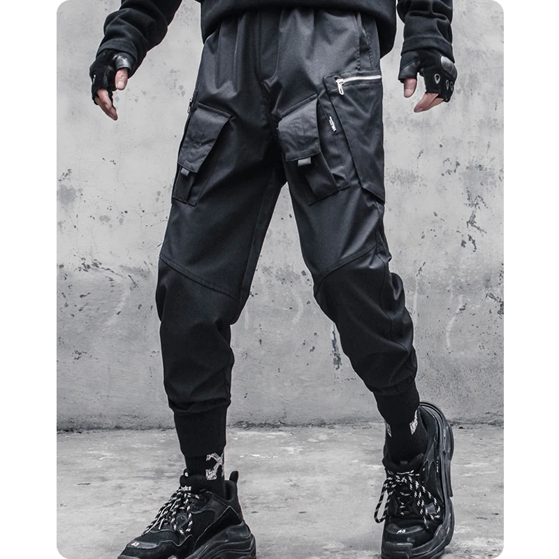 The function of easing the bullet pockets beam foot trousers slacks male hip hop street overalls