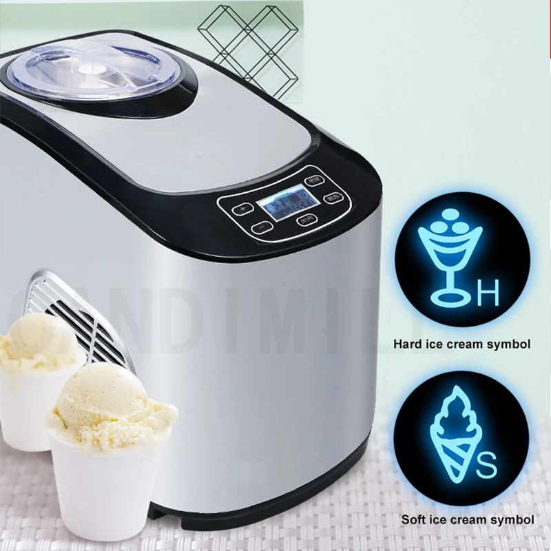 カンジミル-家庭用ミニアイスクリームメーカー、容量1.5l、140w、電気、自家製、柔らかくて硬いアイスクリーム