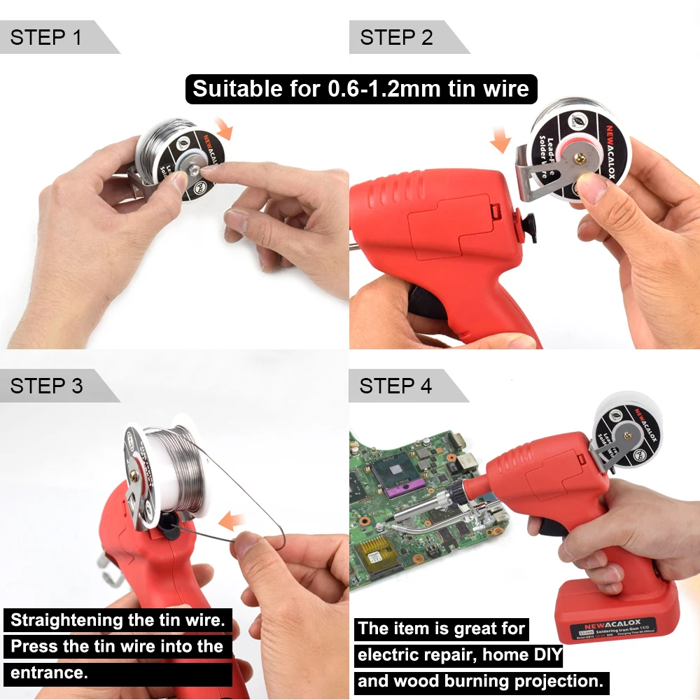 NEWACALOX 80W Rechargeable Soldering Iron Gun Cordless Welding Automatic Send Tin Gun EU/US 12V Welding Station PCB Repair Tool