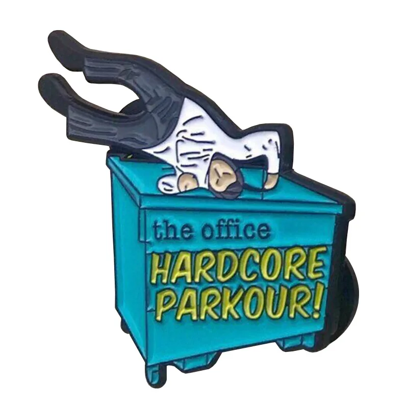 The Office Hardcore Parkour Enamel Pins Funny Metal Cartoon Brooch Backpack Hat Bag Collar Lapel Badge Men Women Fashion Jewelry