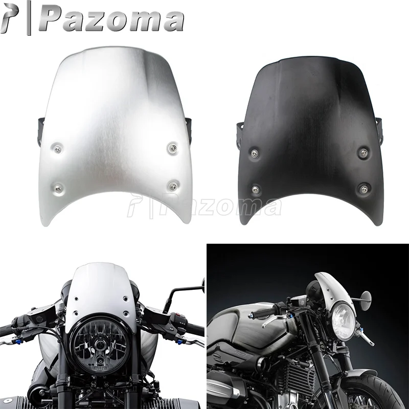 

Black Silver Motorcycle Windshield Round Headlights Street Bike Windscreen For BMW R nine T 2014 2015 2016 2017 2018 2019