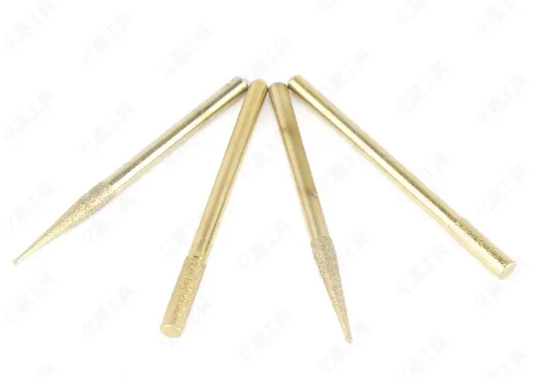 

Titanium Plated 3 * 3mm cylindrical pointed Electroplate diamond grinding Carving needle NO.C0426