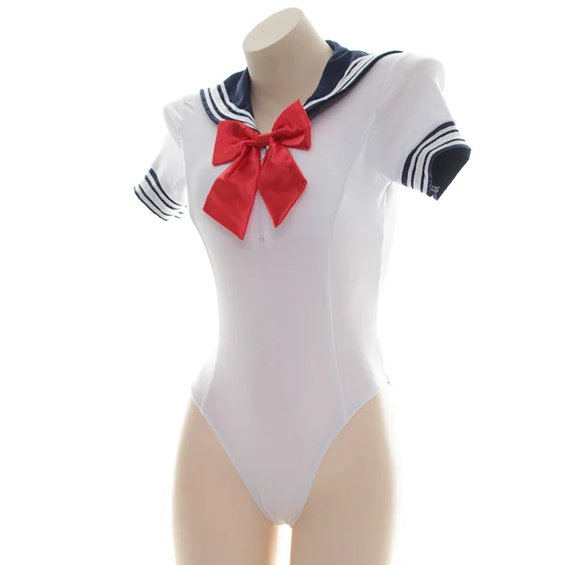 Anilv japanische Schülers chule Schwimm klasse einteilige Badeanzug Frauen Anime Bodysuit Top Seemann Uniform Cosplay Kostüme