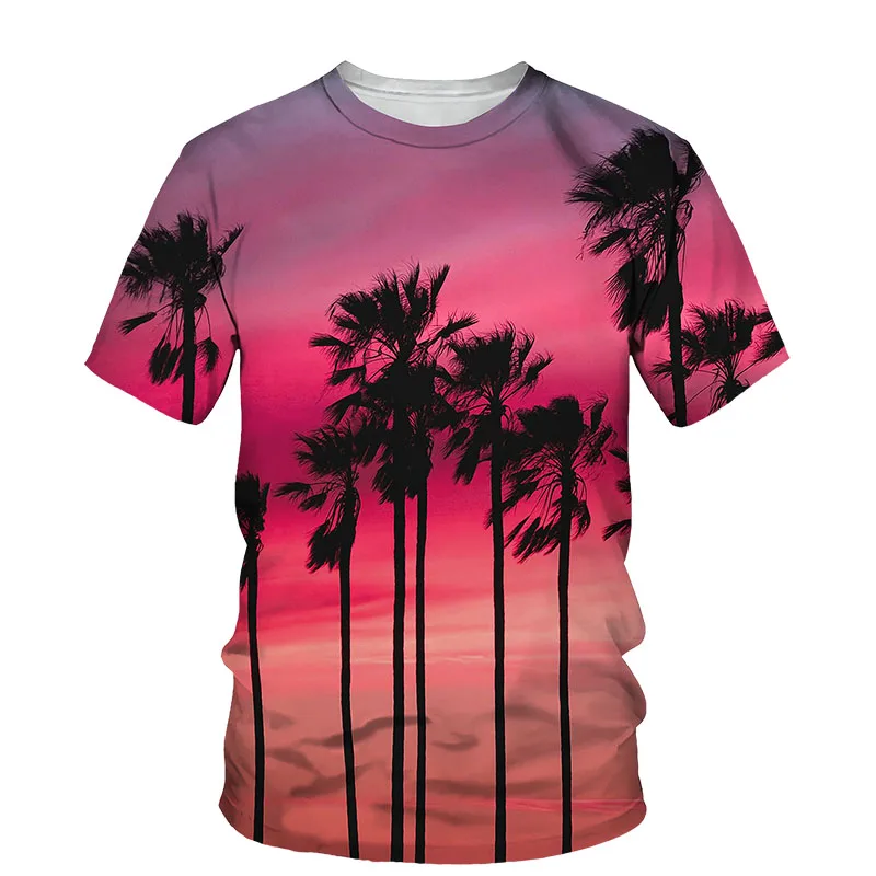 Summer Palm Tree graphic t shirts For Men Fashion Natural Scenery Pattern T-shirt Casual 3D Print t-shirts with short sleeves