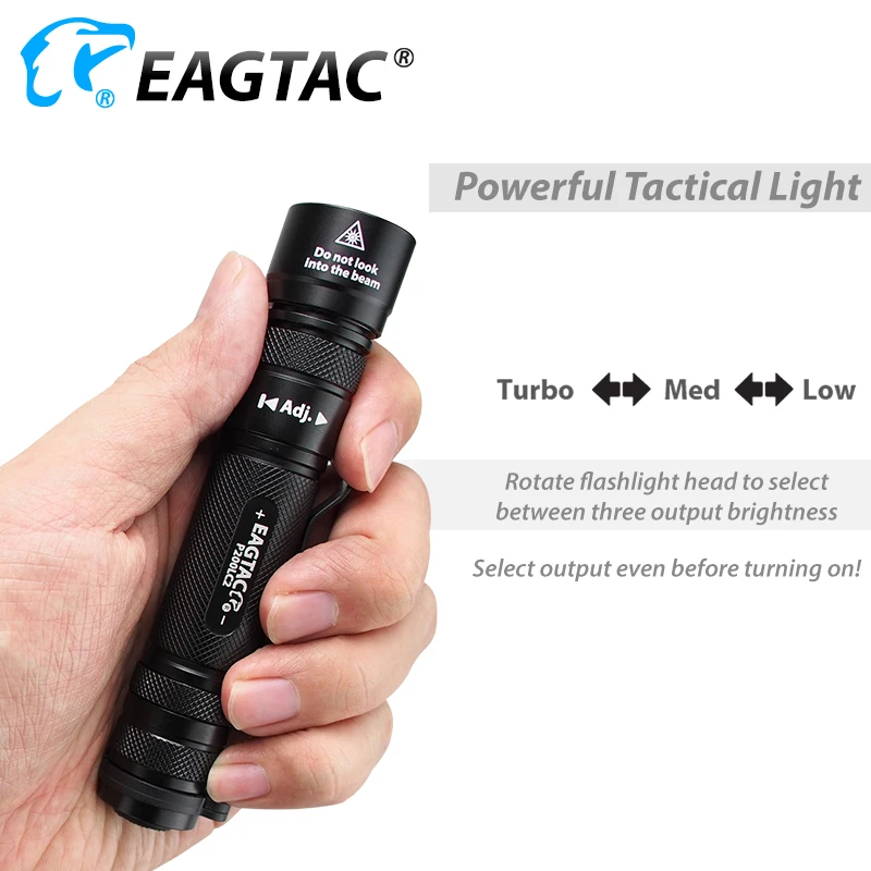 EAGTAC P200LC2 XML2 1286lm LED Flashlight 18650 CR23A Battery Nichia 219C 4000K 365NM UV LED XPL HI Long Through Hunting Torch