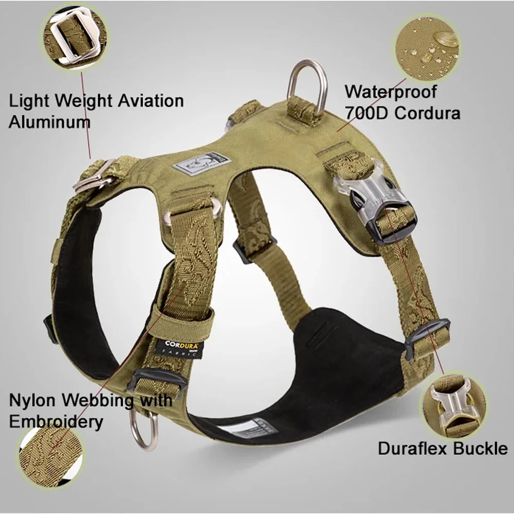 Truelove Light Weight Dog Harness Adjustable Outdoor Pet Harness for Medium Small Large Dogs CatsTactical Military Service