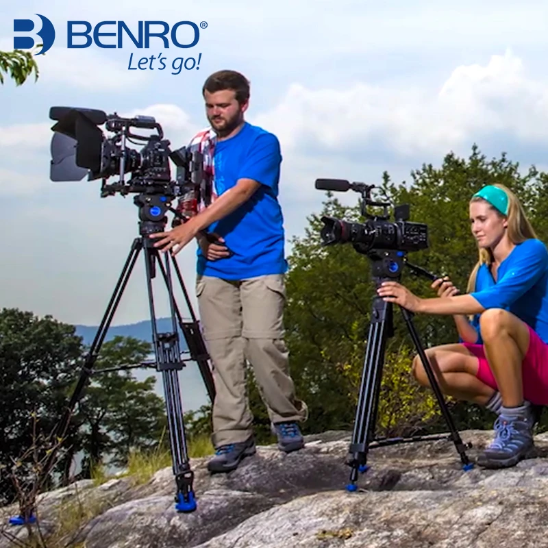 Benro BV6 BV4 BV8 BV10 Series Camera Tripod Adjustable Damping Hydraulic PTZ Photography Professional Film Broadcasting Tripod