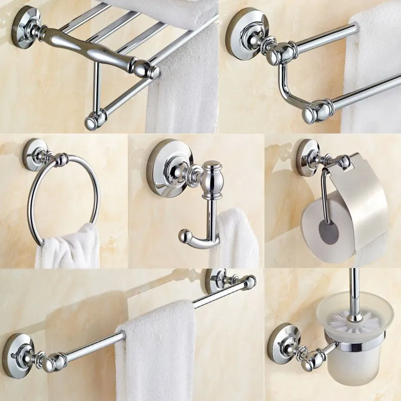 

Bathroom Hardware Set Chrome Polished Toothbrush Holder Paper Holder Towel Bar Bathroom Accessories