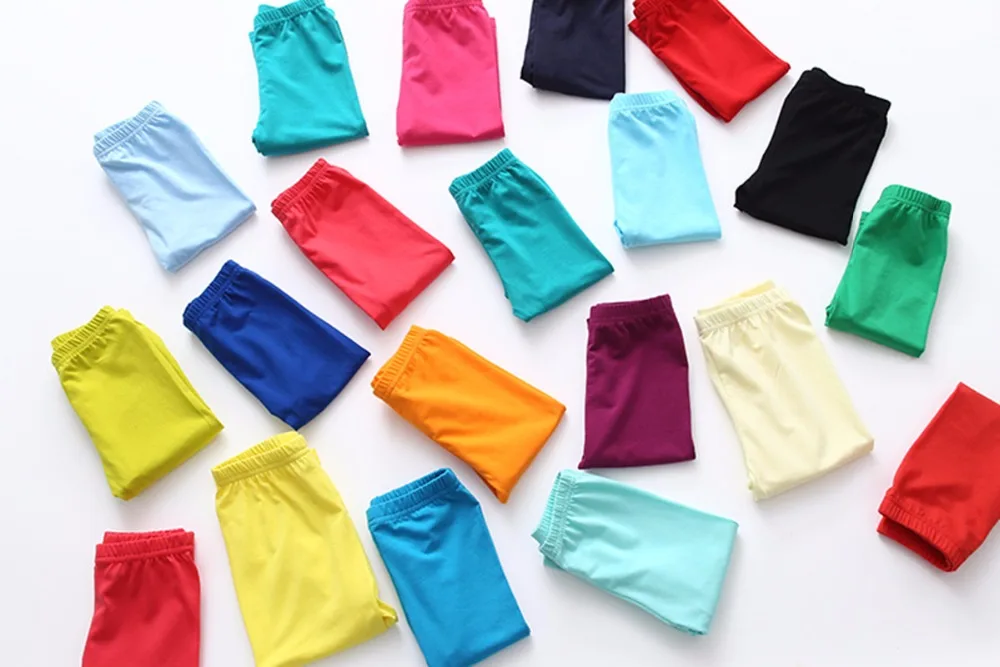 Girls leggings children summer cotton legging candy color leggings girl short pants fifth pants kid girls pants cotton knitted