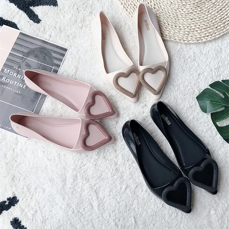 Pointy Heart Original Women Adulto Jelly Sandals Bow 2024 New Summer Sandals Meliss Female Shoes Non-slip Women Sandals