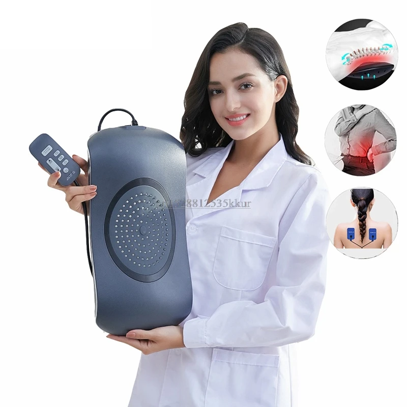 Lumbar Traction Electric Massager Waist Back Vibration Pulse Massage Physiotherapy Infrared Light Heat Therapy masage