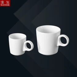 Espresso Coffee Cup with Handle, Super White Porcelain, High Quality, Hotel, Restaurant, Tea, Beer, Breakfast, Milk, Ceramic
